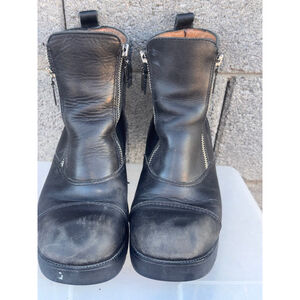 Harley-Davidson Leather Chunky Double Zip Ankle Boots Size 9